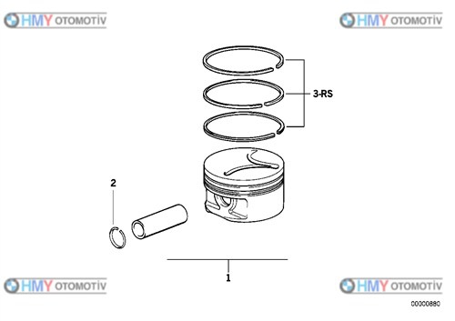 Piston Bmw 0.50  E36 E34 E39 E38 3 Serisi 5 Serisi 7 Serisi  11252246631 0826202