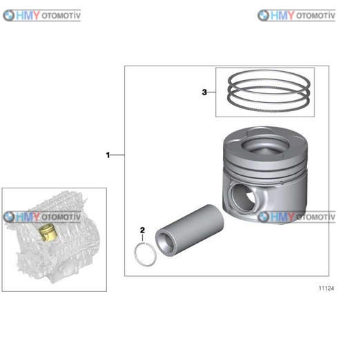 Piston Bmw 84.03Mm Standart  E46 E60 E65 E83 E53 3 Serisi 5 Serisi 7 Serisi X3 X5  11257788397 8770223Std