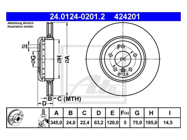 Fren Diski E60 Arka Havalı 530550i 530/535d ATE_24012402012 ATE