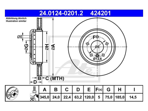 Fren Diski E60 Arka Havalı 530550i 530/535d ATE_24012402012 ATE