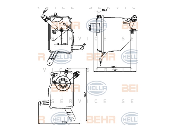 Radyatör Su Deposu E60 (Benzin) BHR_8MA376789731  HELLA