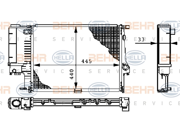 Motor Su Radyatörü E30 E36 [M40 M43 M50 M52] Man/Şanz (Klimalı) BHR_8MK376711084  HELLA