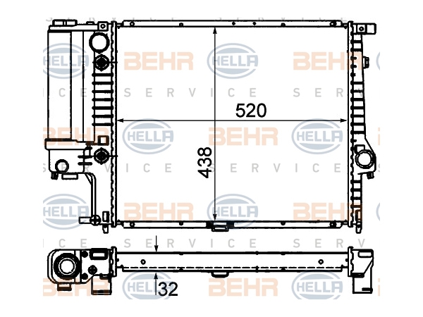 Motor Su Radyatörü E34 [M20 M50] Otm/Şanz (Klimalı) BHR_8MK376713104  HELLA