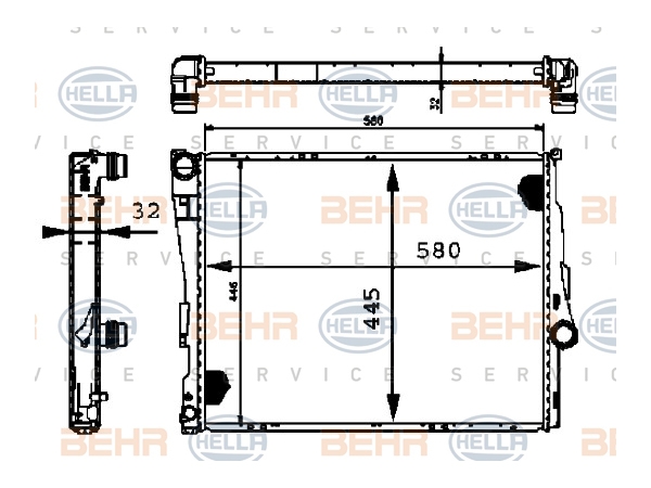 Motor Su Radyatörü E46 [M43 M47 M52 M54 M57 N42 N45N46N] Man/Şanz (Klimasız) BHR_8MK376716244  HELLA