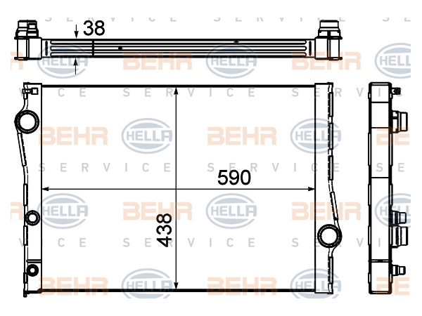 Motor Su Radyatörü E70 E71 [M57 N57 N54 N55] Man-Otm/Şanz (Klimalı) BHR_8MK376753001  HELLA