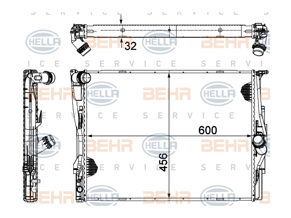 Motor Su Radyatörü E87 E90 [N45 N46] Otm/Şanz (Klimalı) BHR_8MK376754054  HELLA