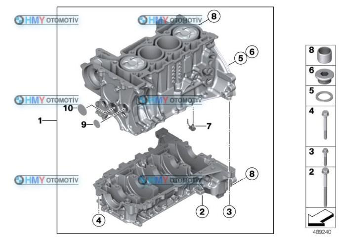 11112213109 Orijinal Bmw Motor Bloğu/Krank Gövdesi Pistonlu N13 F21 F20+LCI F30+LCI