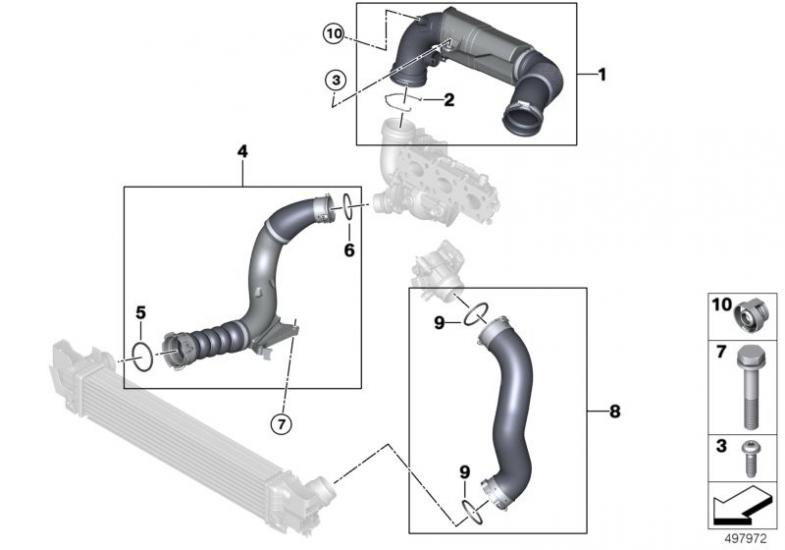 Bmw 13718655836 Turbo Hortumu F52 F45 F46 X1 F48 X1 F48 X1 F49 X2 F39 Mini F56 F55 F54 F57 F60 KUTUSUZ