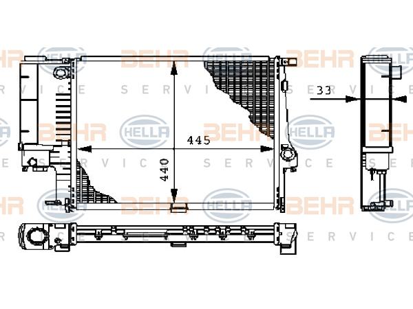 Motor Su Radyatörü E30 E36 [M40 M43 M50 M52] Man/Şanz (Klimalı) BHR_8MK376711084  HELLA