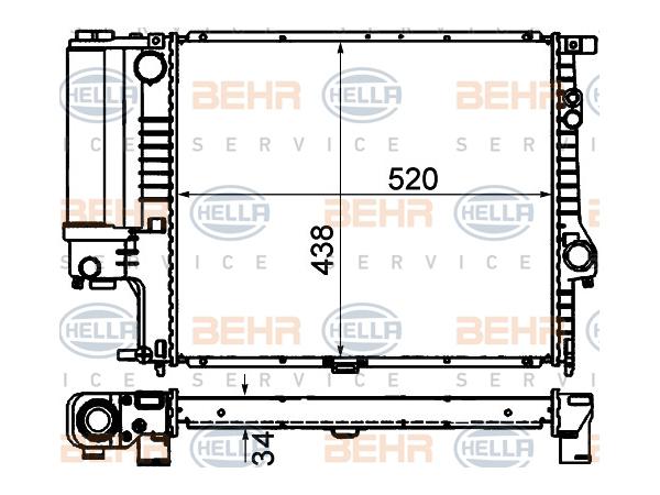 Motor Su Radyatörü E39 [M52] Otm/Şanz (Klimalı) 1996-98 BHR_8MK376888134  HELLA