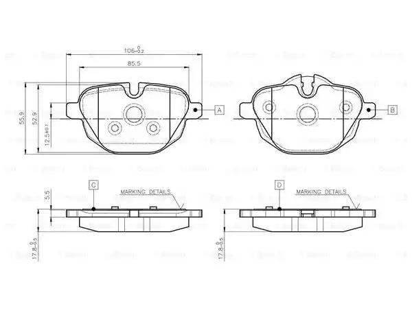 Fren Balatası F10 F25 F15 G30 G01 Arka 520535i 518530d; 1.83.5i/d BSH_0986TB3139 BOSCH