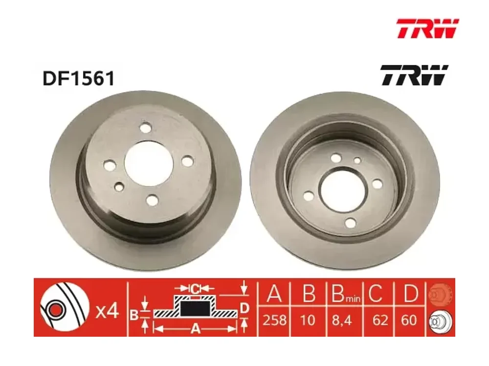 Fren Diski TRW BMW E30 - 34211119581, 34216755407 DF1561