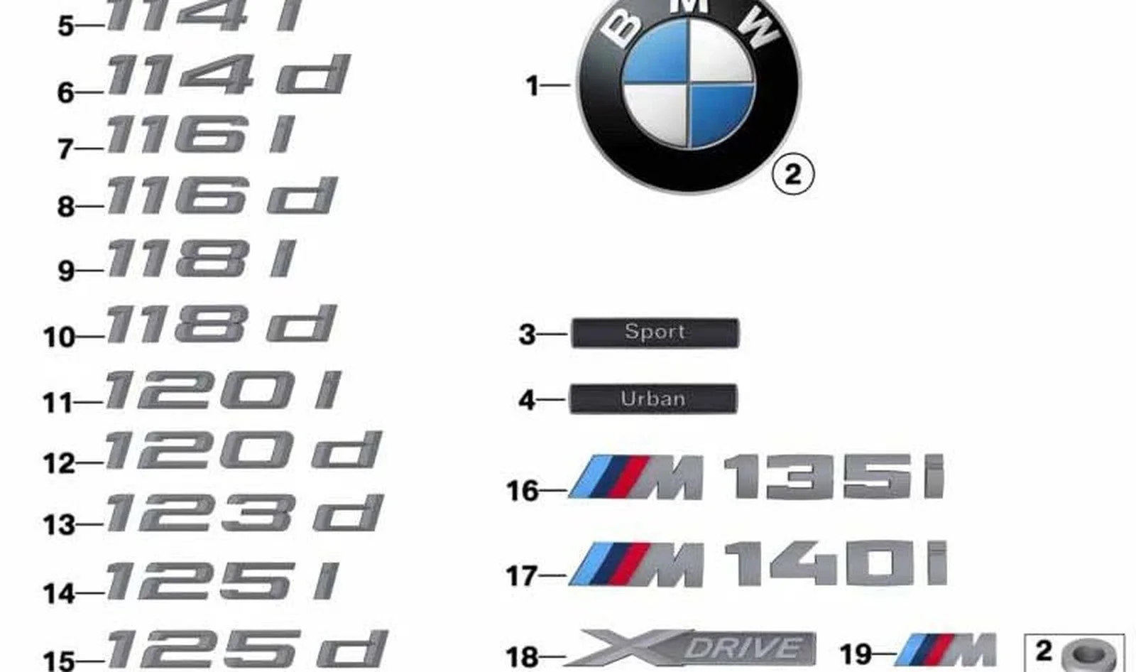 BMW 1 Serisi F20 F21 Dış Marka Amblemi 51148060262