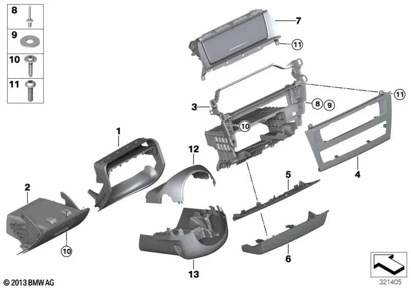 BMW X3 F25 Sağ Direksiyon Orta Konsol Alt Çıtası 51459193775