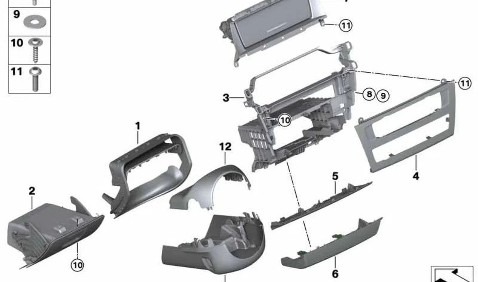 BMW X3 F25 Torpido Alt Montaj Braketi 51459193776